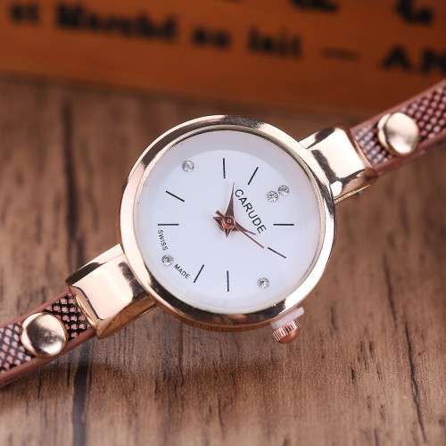 Ladies Leather Stainless Steel Watch