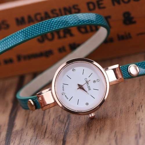 Ladies Leather Stainless Steel Watch