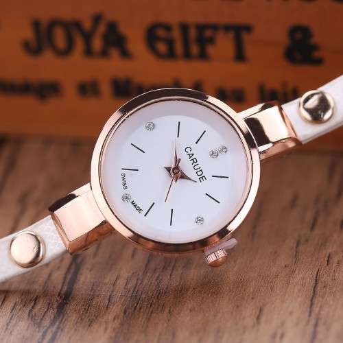 Ladies Leather Stainless Steel Watch