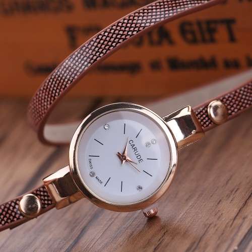 Ladies Leather Stainless Steel Watch