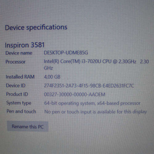 !!!LIKE NEW!!!! 15.6` Dell Inspiron 3581 i3-7020U | 1TB HDD | 4GB