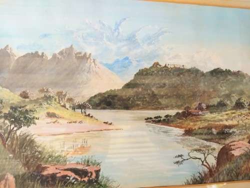 Landscape watercolour signed by artist Madge?? and dated 1948