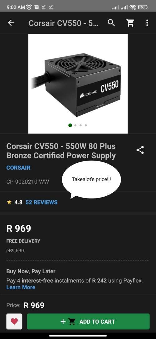 Corsair CV550 550Watt Power Supply (80 plus bronze)