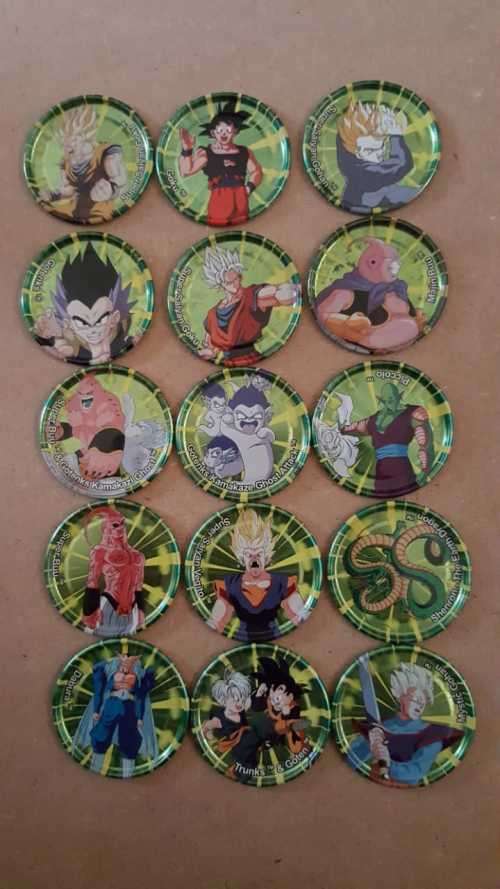 Dragonball Z Green Metal Tazos - Full Collection (15 Tazos)