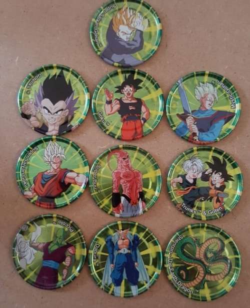 Dragonball Z Green Metal Tazos - Not Full Collection (10 Tazos)