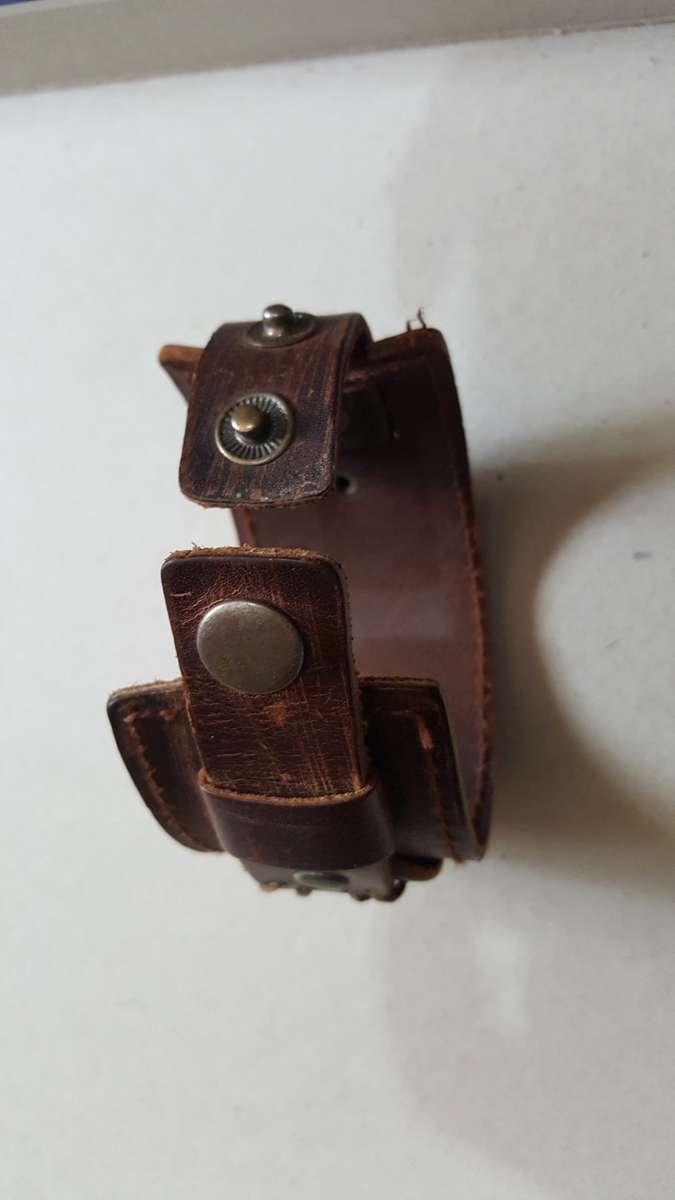 Antique Men`s Brown Leather Cuff Bracelet, Leather Wrist Band Wristband Handcrafted Jewelry