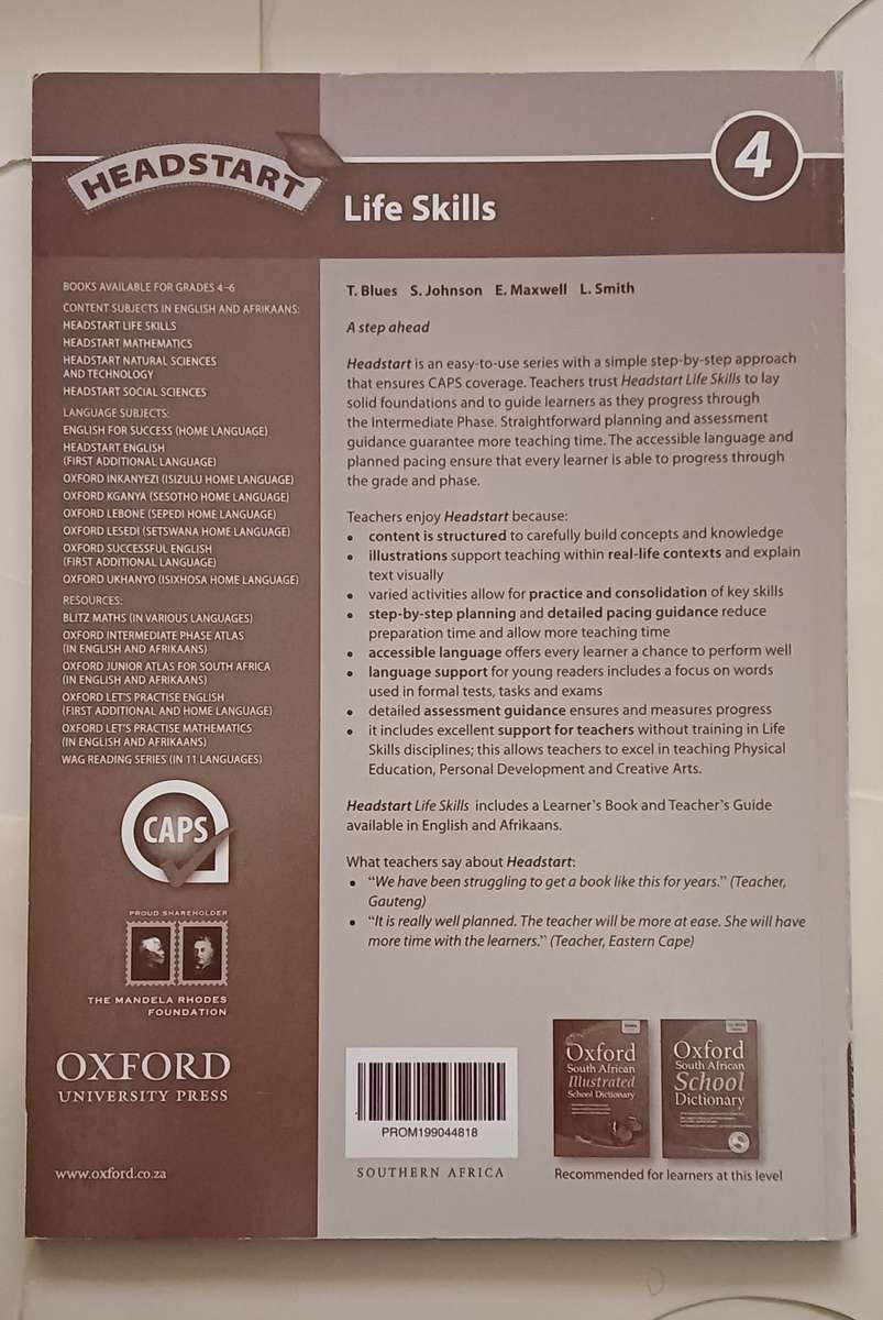 OXFORD HEADSTART LIFE SKILLS TEACHER'S GUIDE GRADE 4