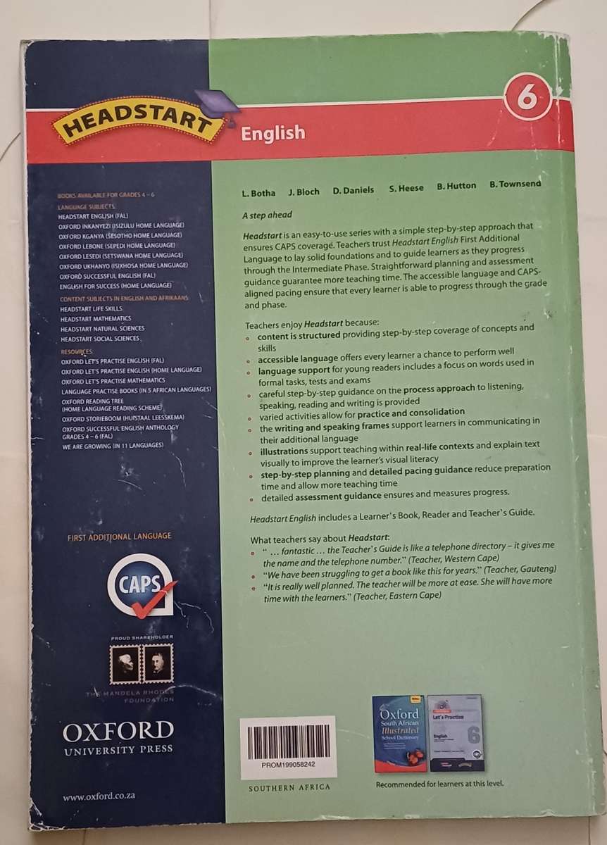 OXFORD HEADSTART ENGLISH LEARNER'S BOOK GRADE 6