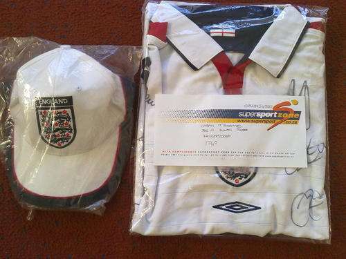 England Signed Shirt + Cap