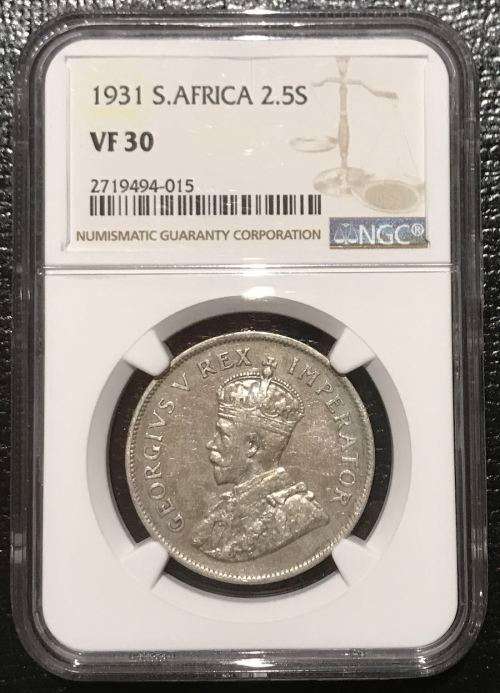 1931 Union of South Africa - Half Crown (2/6) - NGC VF30 - 3rd FINEST - LOW MINTAGE: 790