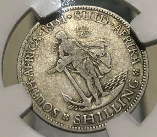 1931 Union of South Africa - Shilling (1/-) - NGC VG8 - RARE - LOW MINTAGE: 6603