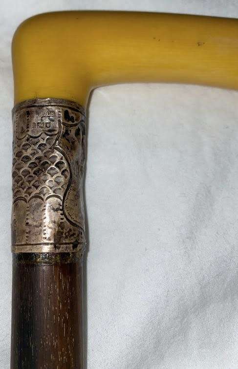 Vintage Walking Stick with Beautiful Ivory Handle and English Silver Hallmarks - BM and Co. | 91cm