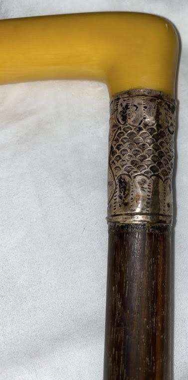 Vintage Walking Stick with Beautiful Ivory Handle and English Silver Hallmarks - BM and Co. | 91cm