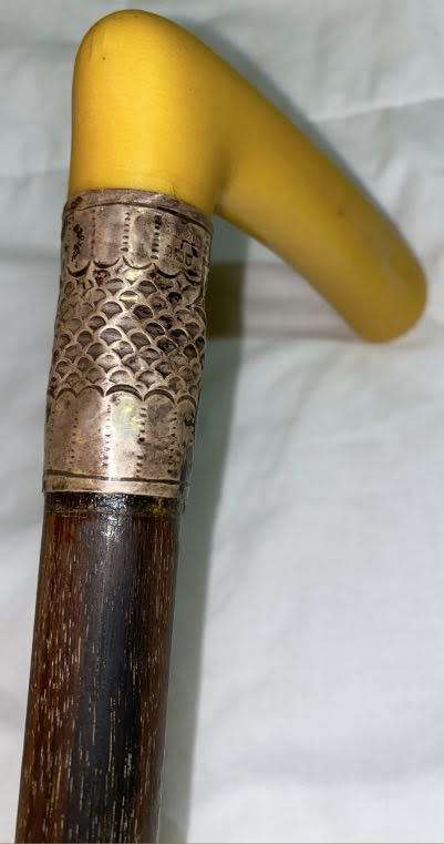 Vintage Walking Stick with Beautiful Ivory Handle and English Silver Hallmarks - BM and Co. | 91cm
