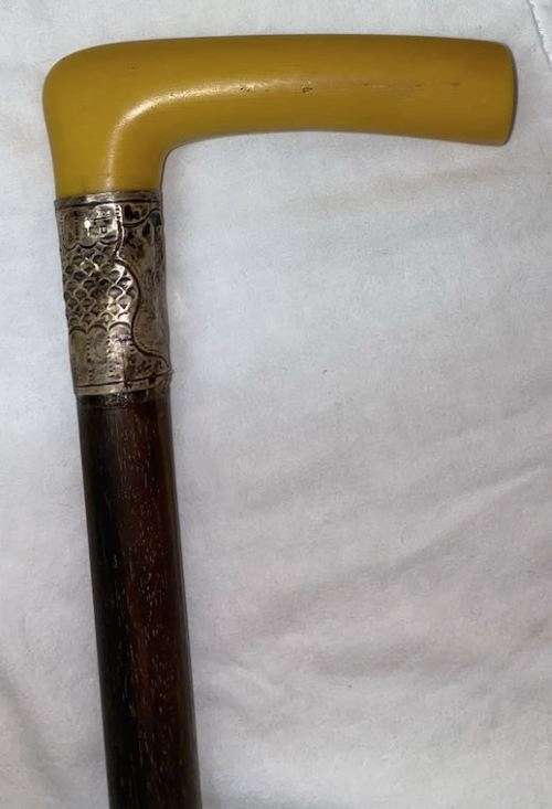 Vintage Walking Stick with Beautiful Ivory Handle and English Silver Hallmarks - BM and Co. | 91cm