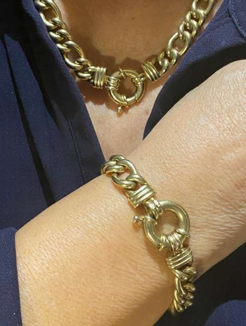 DESIGNER GOLD 9KT ITALY CENERE BANGLE NECKLACE | 72 GRAMS | EXTREMELY ELEGANT & BEAUTIFUL