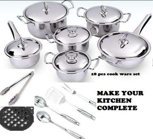 New Arrival 18 PIECES CAPSULATED STAINLESS STEEL, VERY HEAVY BOTTOM COOKWARE SET WITH STAINLESS LIDS