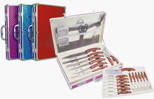 (ECOHOUS) (269 EURO) 18/10 Stainless Steel 25 Pcs Knife Set (Aluminum Case) Shine Your Kitchen!
