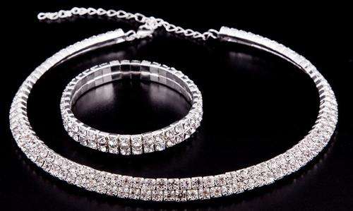 Swarovski Elements Double-Row Set with Necklace, Bracelet