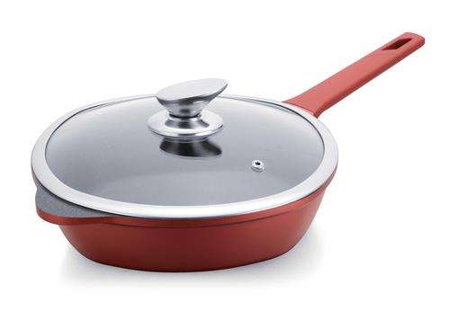 Royalty Line RL-SDF28ML 28cm Square Marble Coating Deep Fry Pan With Glass Lid Burgundy