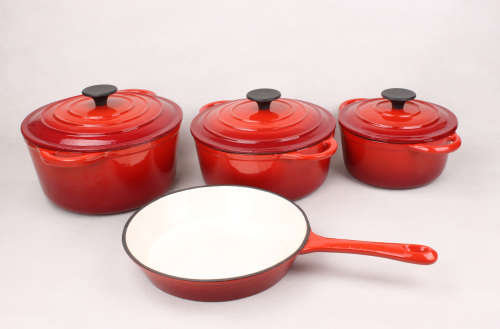 NEW UNIQUE AND DELUXE 7 PIECE CAST IRON POT SET**ONLY TWO COLORS