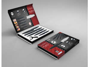 Royalty Line Carbon Handle 5-Piece + BONUS PEELER Black Ceramic Coating Knife Set RL-CB5