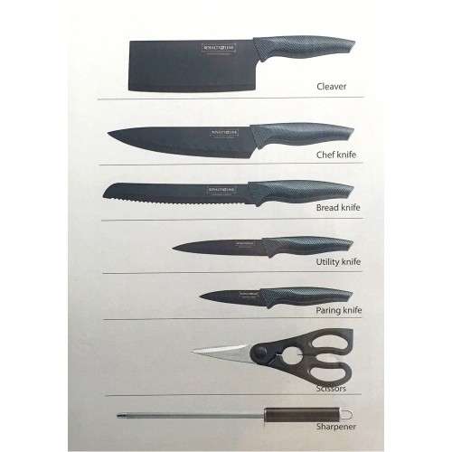 Royalty Line 8-Piece Anti-Slip Carbon Handle Knife Set with Stand
