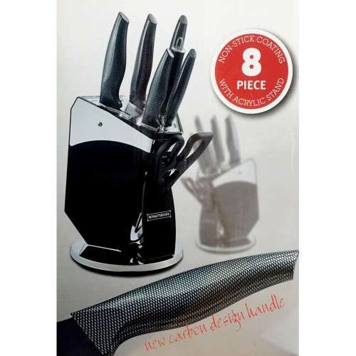 Royalty Line 8-Piece Anti-Slip Carbon Handle Knife Set with Stand