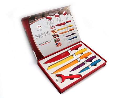 Royalty Line Steel Colourful Knife Set - 5 Piece Stainless  + FREE BONUS (PEELER)
