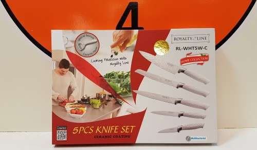 Royalty Line Steel White Knife Set - 5 Piece Stainless  + FREE BONUS (PEELER)