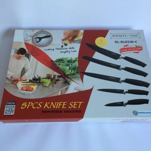 Royalty Line Steel Black Knife Set - 5 Piece Stainless  + FREE BONUS (PEELER)
