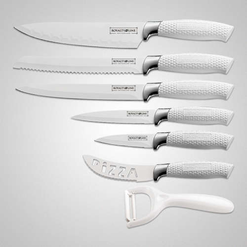 Royalty Line Steel White Knife Set - 6 Piece Stainless  + FREE BONUS (PEELER)