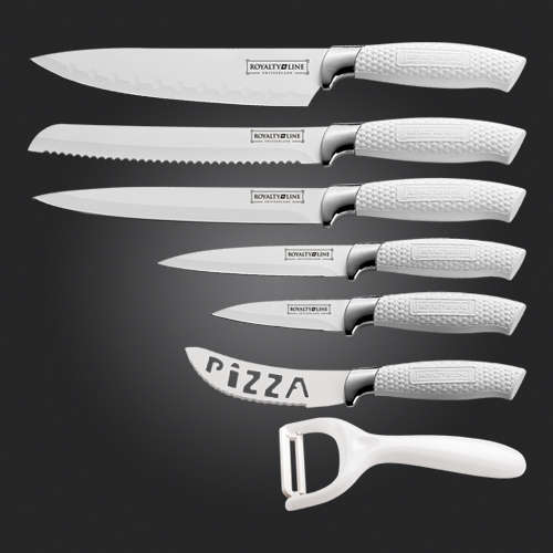 Royalty Line Steel White Knife Set - 6 Piece Stainless  + FREE BONUS (PEELER)