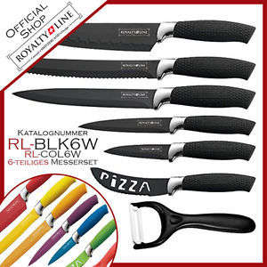 Royalty Line Steel Black Knife Set - 6 Piece Stainless  + FREE BONUS (PEELER)