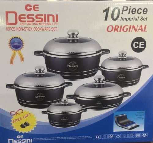 DESSINI 10 PIECE DIE CAST ALUMINIUM NON STICK COOKWARE SET