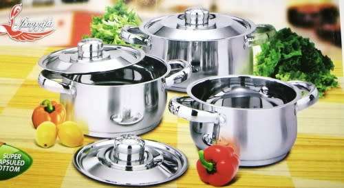*****BRAND NEW 6 PCS STAINLESS STEEL COOKWARE SET***** NEW DESIGN FOR MODERN KITCHENS*****