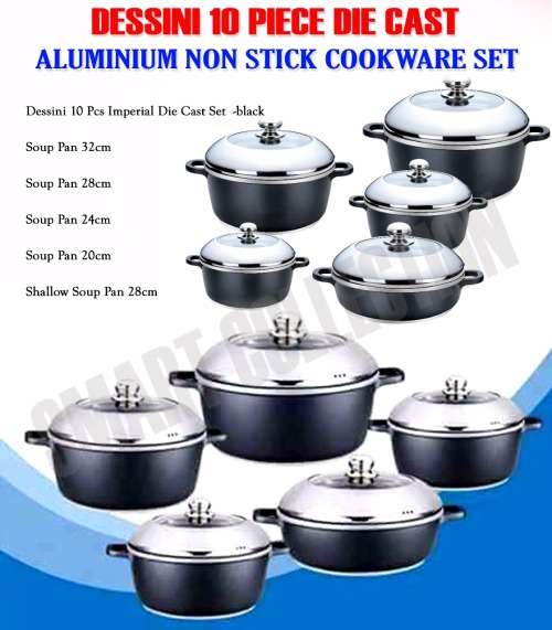 DESSINI 10 PIECE DIE CAST ALUMINIUM NON STICK COOKWARE SET