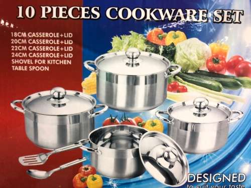 *****BRAND NEW 10 PCS STAINLESS STEEL COOKWARE SET***** NEW DESIGN FOR MODERN KITCHENS*****