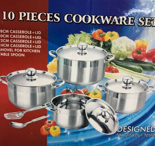 *****BRAND NEW 10 PCS STAINLESS STEEL COOKWARE SET***** NEW DESIGN FOR MODERN KITCHENS*****