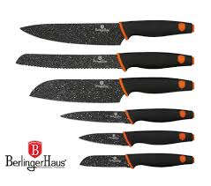 Berlinger Haus 6-Piece Marble Coating Stainless Granit Diamond Line Knife Set - Orange