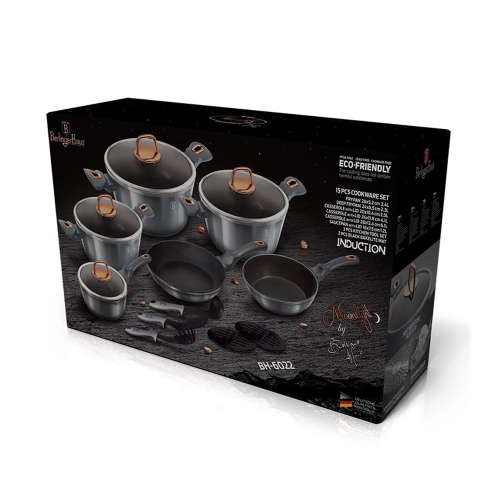 Berlinger Haus 15-Piece Marble Coating Cookware Set - Moonlight, BH-6022 (READ THE DESCRIPTION)