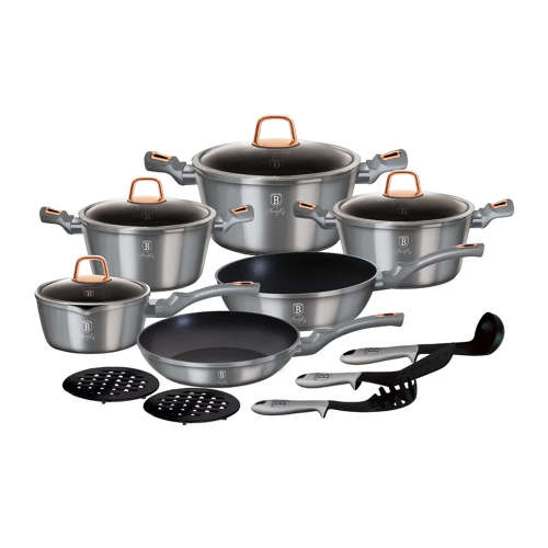 Berlinger Haus 15-Piece Marble Coating Cookware Set - Moonlight, BH-6022 (READ THE DESCRIPTION)