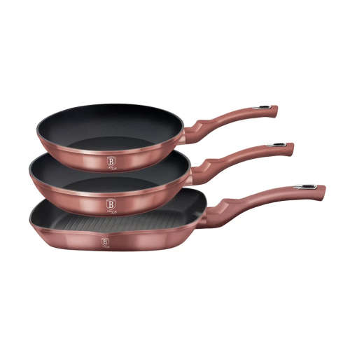 Berlinger Haus 3-Piece Marble Coating Fry & Grill Pan Set - i-Rose, BH-6041  ( READ THE DESCRIPTION)