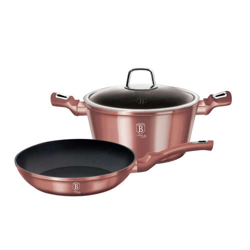 Berlinger Haus 3-Piece Marble Coating Cookware Set - i-Rose, BH-6042 ( READ THE DESCRIPTION)