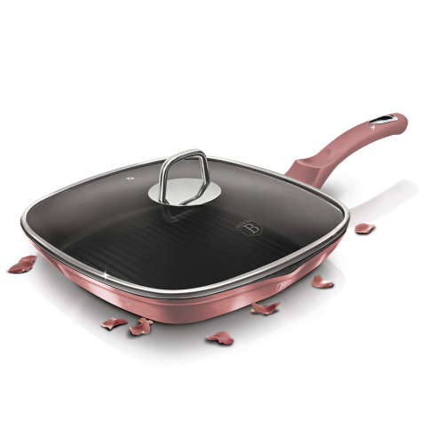 Berlinger Haus 28cm Marble Coating Grill Pan with Lid BH-6028 - i-Rose Edition(READ THE DESCRIPTION)