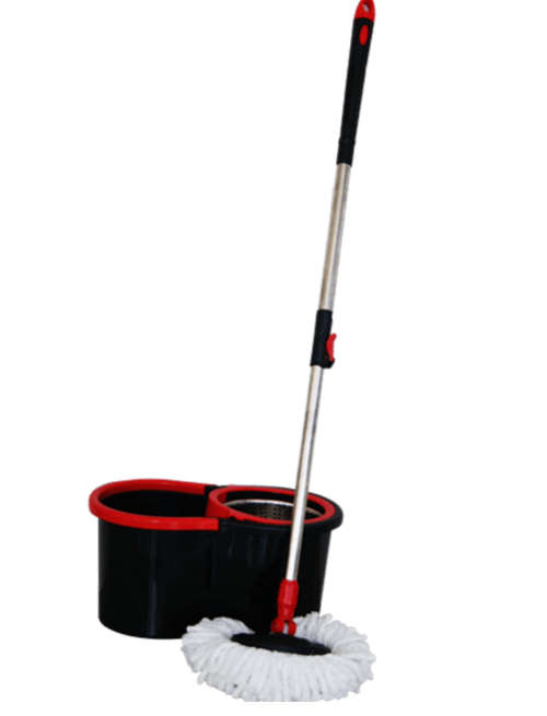 TH Easy Mop with 2 Micro-fibre Mop Heads - BLACK AND RED ( READ THE DESCRIPTION )