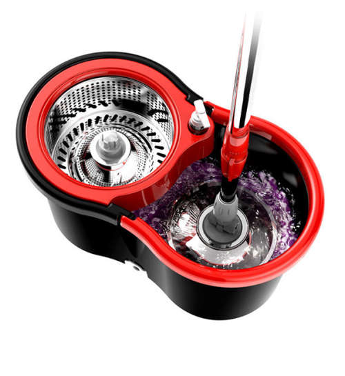 TH Easy Mop with 2 Micro-fibre Mop Heads - BLACK AND RED ( READ THE DESCRIPTION )