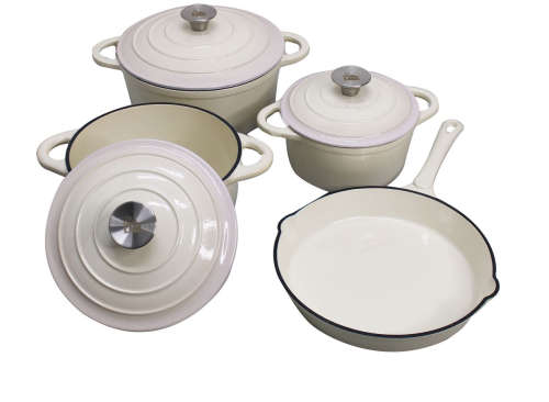 LMA Branded 7 Piece Cast Iron Dutch Oven Cookware Set - Cream (PLEASE READ THE DISCRIPTION)