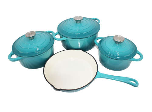 LMA Authentic 7 Piece Cast Iron Dutch Oven Cookware Set - Turquoise(READ THE DISCRIPTION)