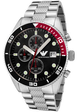 Emporio Armani Men's Silver Chronograph Watch AR5855